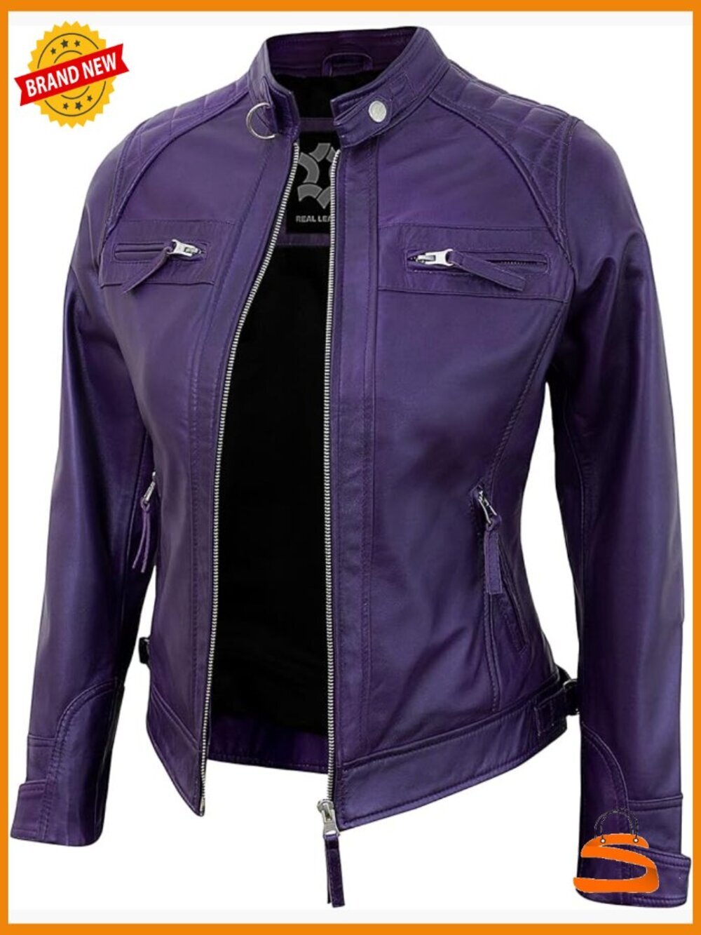 Real Lambskin Leather Jacket - Quilted Biker for Women